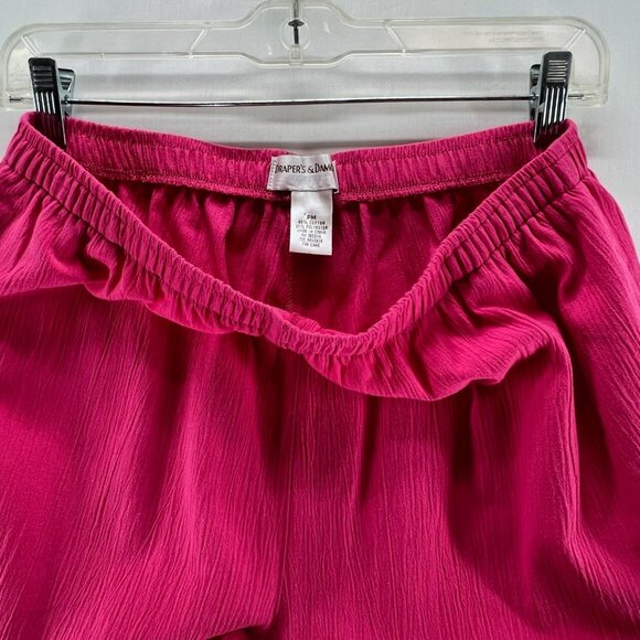 Drapers & Damons Crinkle Pull On Pants Size PM Elastic Waist High Rise Hot Pink - Picture 10 of 10